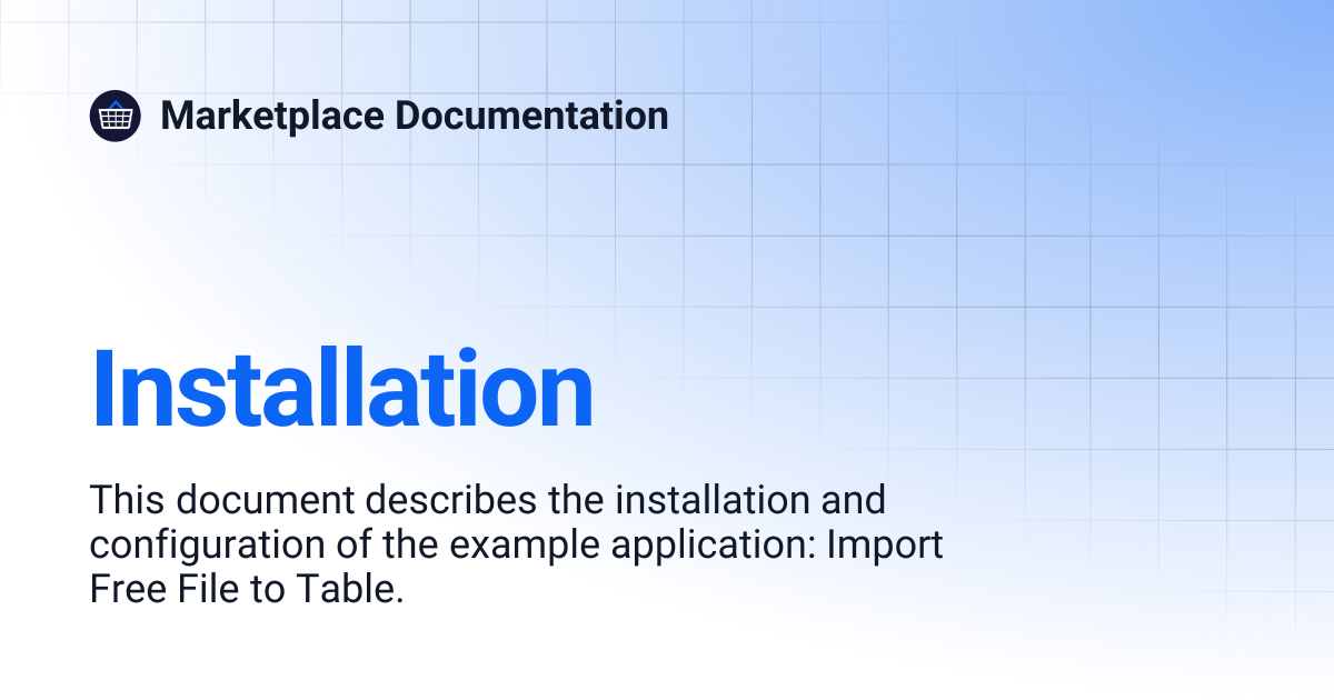 Installation | Marketplace Documentation
